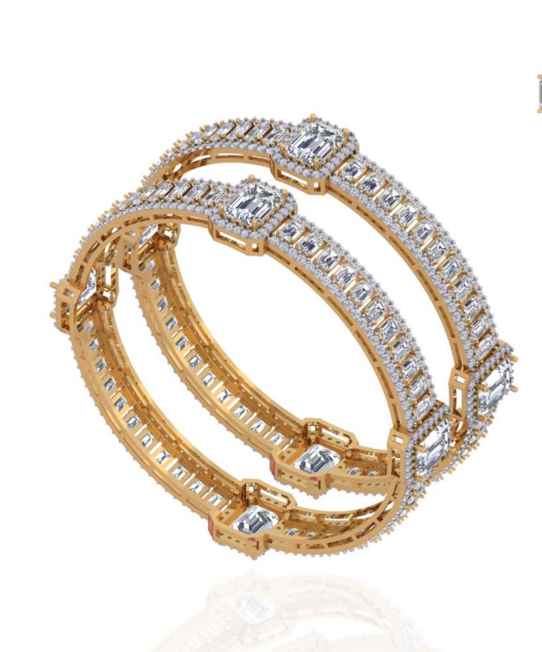 Rajwadi Bangle with radiant-cut emeralds and round diamonds set in white, yellow, or rose gold. A regal and heritage-inspired jewelry piece designed for timeless elegance.