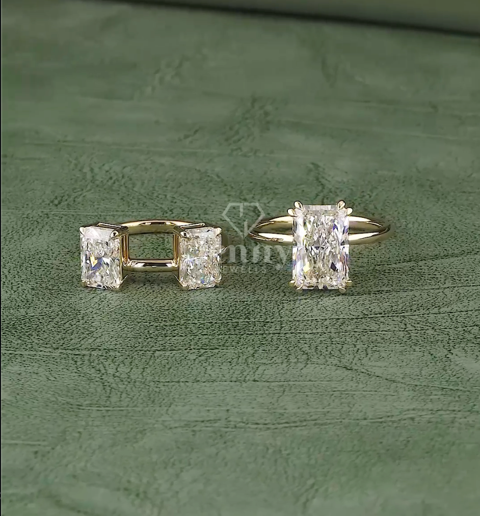 Imperial Trinity 9.08 Carat IGI Certified Emerald Cut Diamond Ring | Jenny Jewells