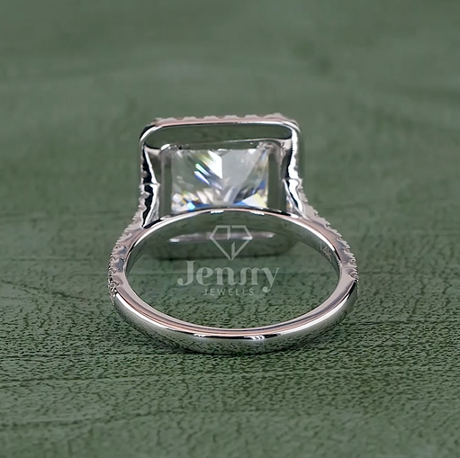 Regal Aura 5.85 Carat IGI Certified Princess Cut Halo Diamond Ring | Jenny Jewells
