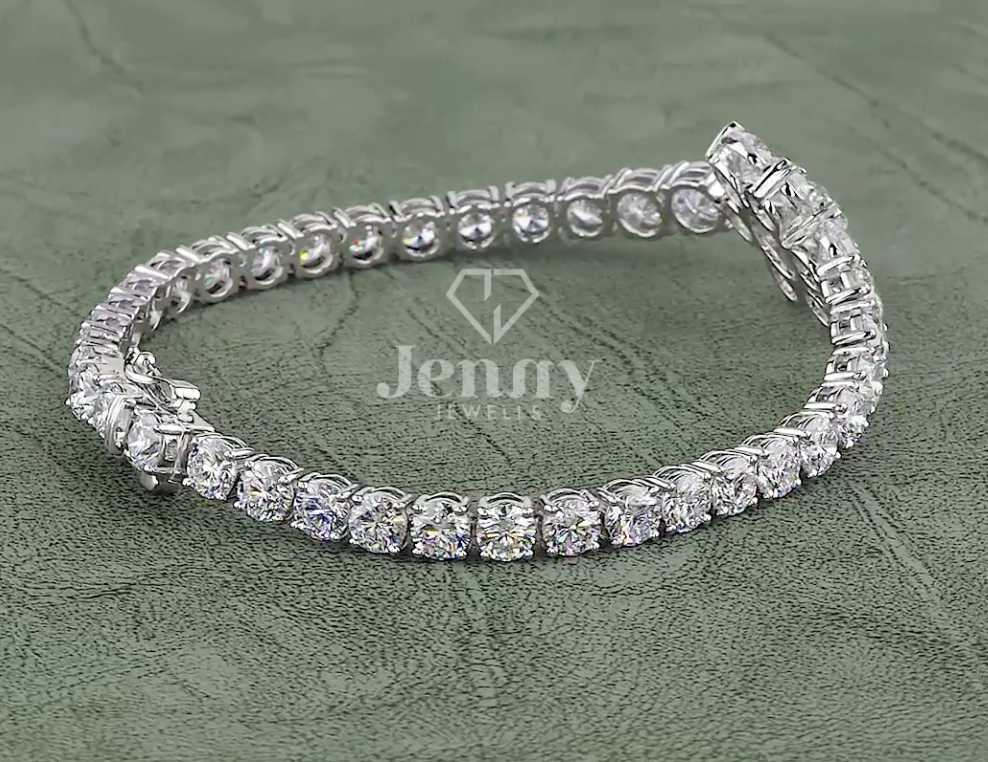 15.64 CT Round Lab-Grown Diamond Floral Cluster Bracelet in 10K / 14K / 18K Gold or Platinum | EF-VVS Luxury Diamond Bracelet