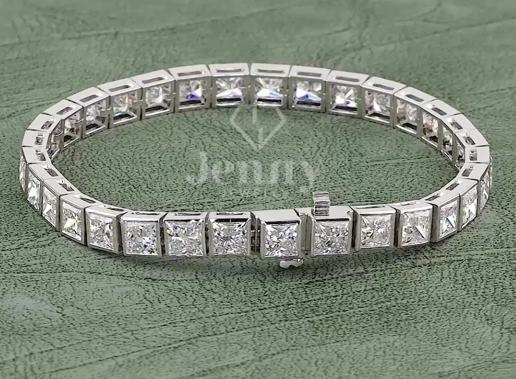 Princess Cut Lab Grown Diamond Tennis Bracelet | 20.00 CT EF-VVS Diamonds | Luxury Diamond Bracelet in Gold & Platinum