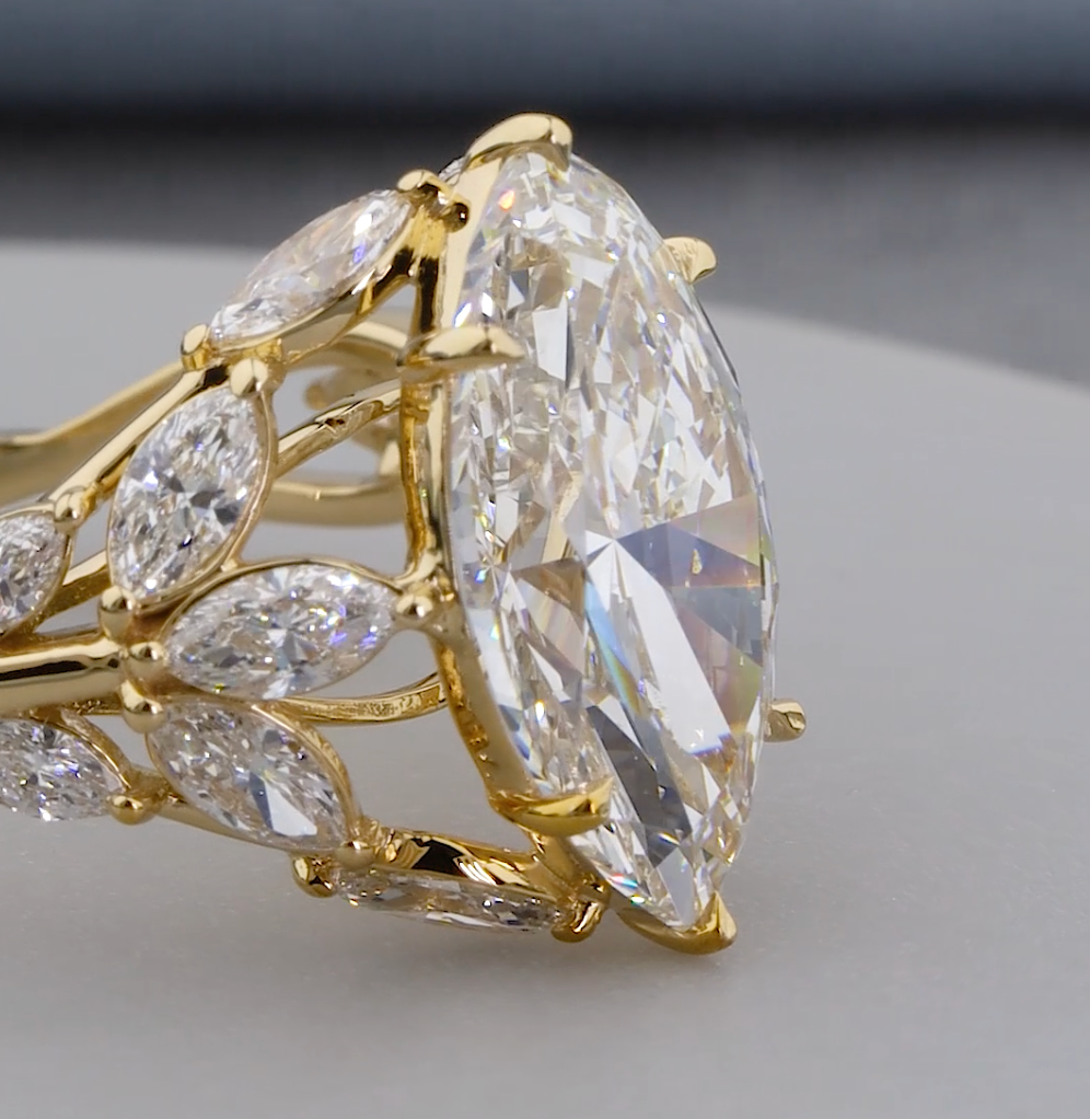 3.32 CTW Marquise Cut Lab-Grown Diamond Engagement Ring | IGI Certified | Gold & Platinum