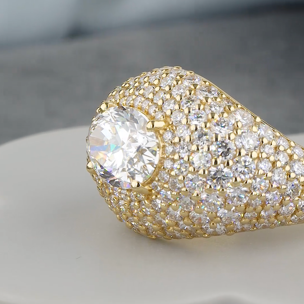 4.27 CTW Oval Lab-Grown Diamond Pavé Dome Ring | IGI Certified | Gold & Platinum