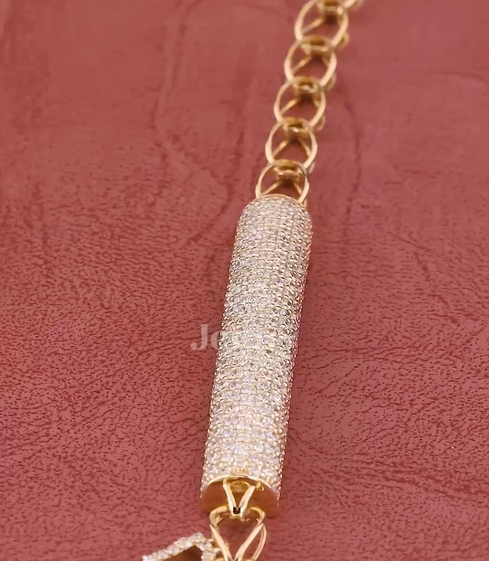 Luna Glow Pavé Lab-Grown Diamond Bar Bracelet in Gold | Jenny Jewells