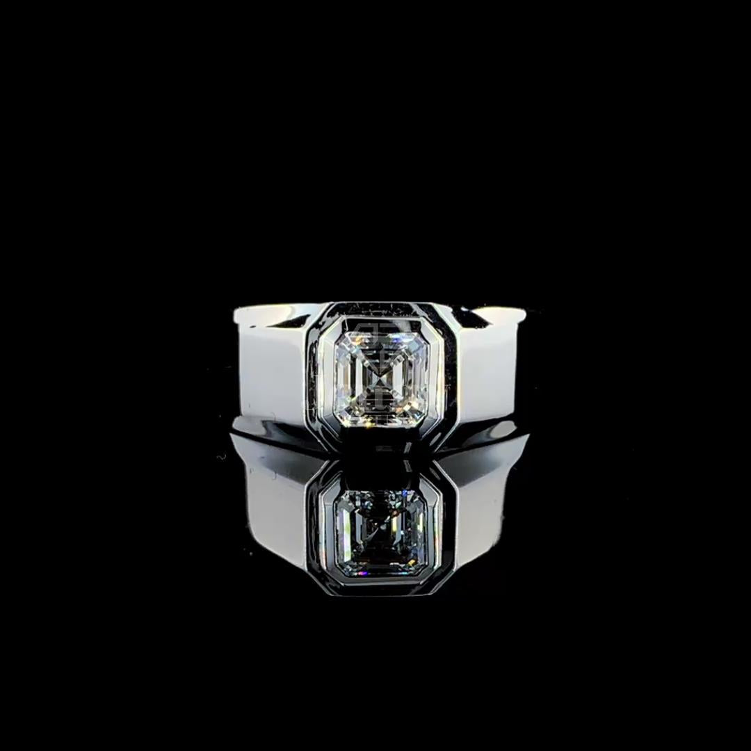 Asscher Cut Solitaire Men’s Ring