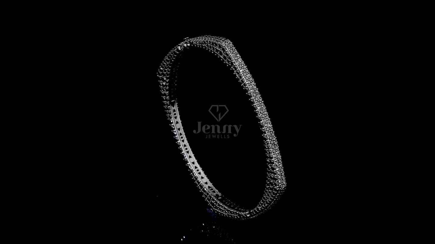 Luxury black diamond square bangle bracelet with 664 stones and 9.99ct total weight