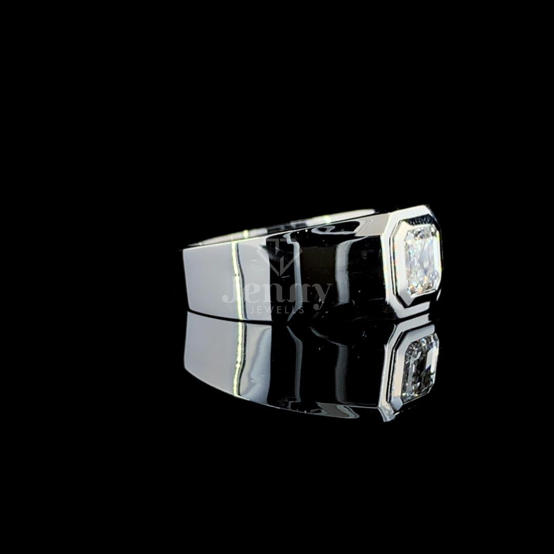 Asscher Cut Solitaire Men’s Ring