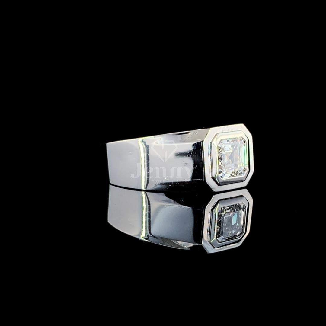 Asscher Cut Solitaire Men’s Ring