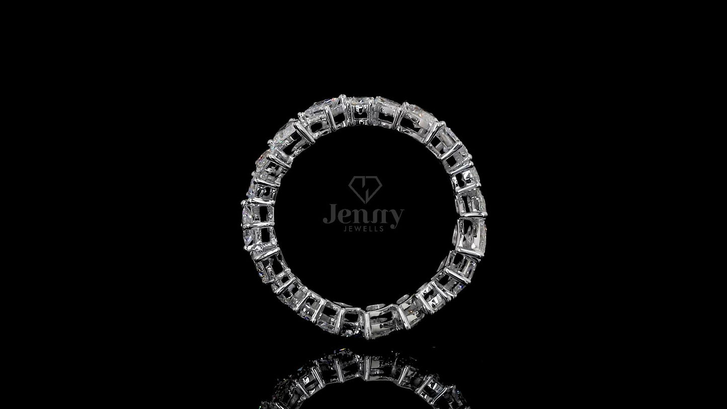 Mixed cut eternity ring with 4 Ct lab-grown diamonds in princess, pear, marquise, and round shapes, set in 14K or 18K gold – Jenny Jewells