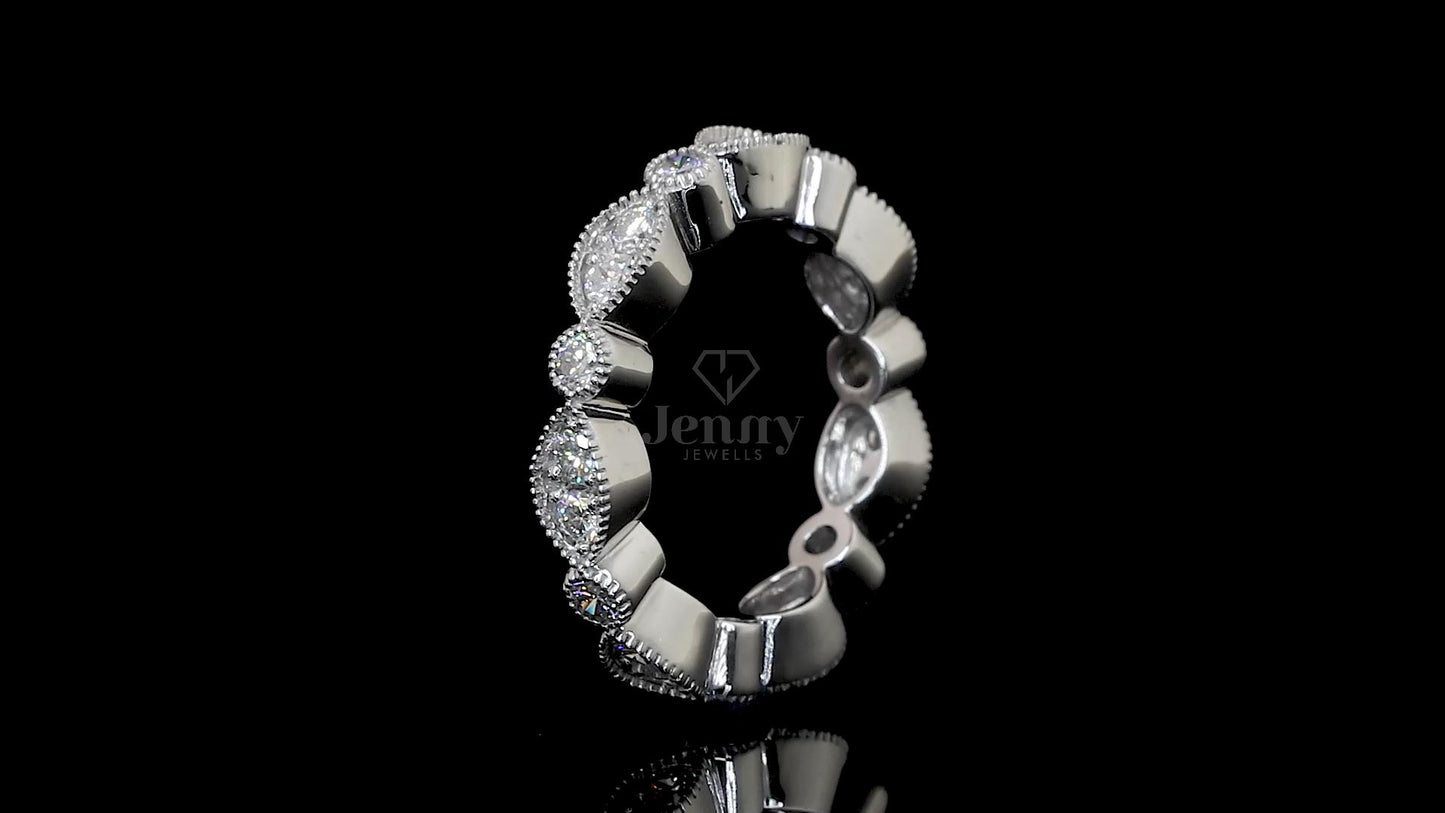 2.10 Ct marquise-style eternity ring featuring 21 round lab-grown diamonds in 14K or 18K gold – Jenny Jewells