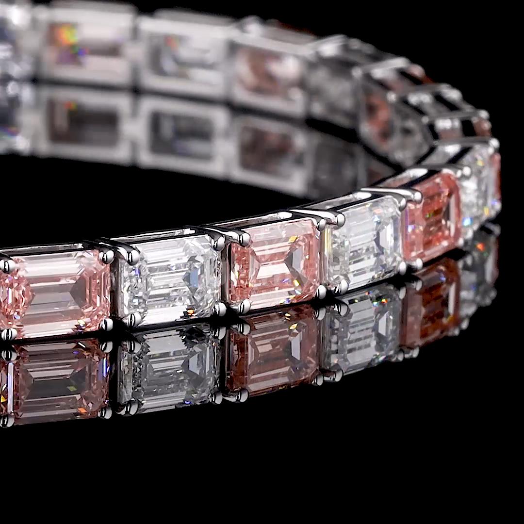 Pink & White Emerald Diamond Tennis Bracelet - JENNY JEWELLS