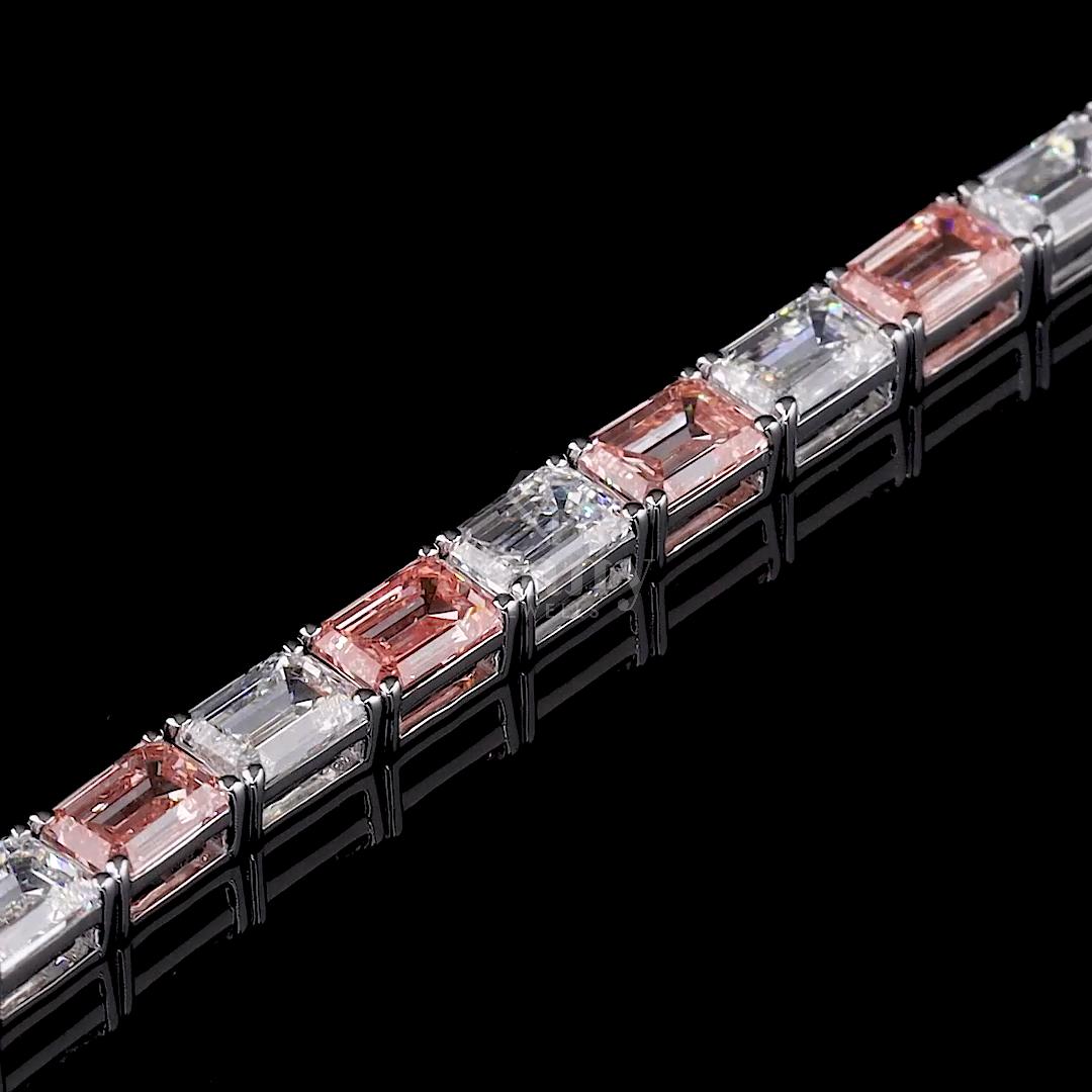 Pink & White Emerald Diamond Tennis Bracelet - JENNY JEWELLS