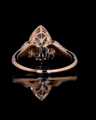 1.00 CT Pear Cut Lab Grown Diamond Ring | 2.61 CT E VS1 Three-Stone Ring | IGI Certified | Pear Diamond Halo Three-Stone Ring
