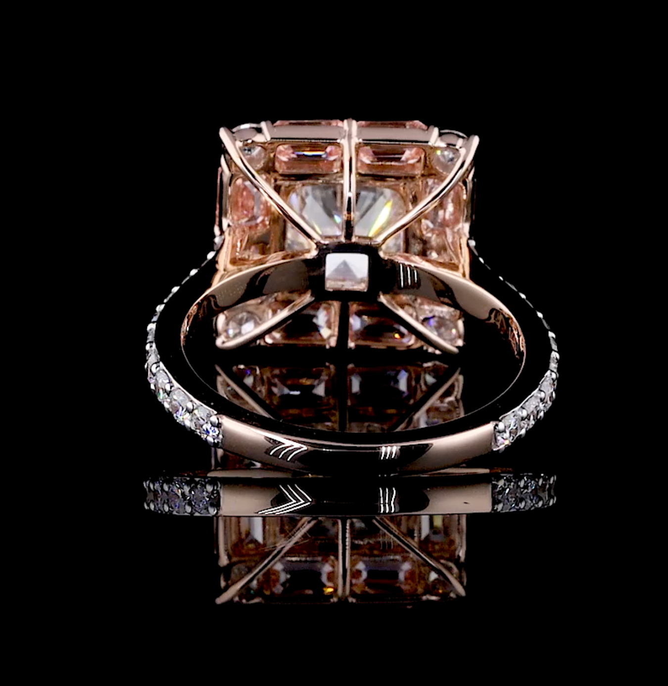 Blush Royale 4.23 Carat IGI Certified Emerald & Cushion Cut Diamond Ring | Jenny Jewells - JENNY JEWELLS