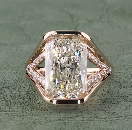 Royal Prism 8.40 Carat Radiant Cut Diamond Ring F-VS1 (IGI Certified) | Jenny Jewells