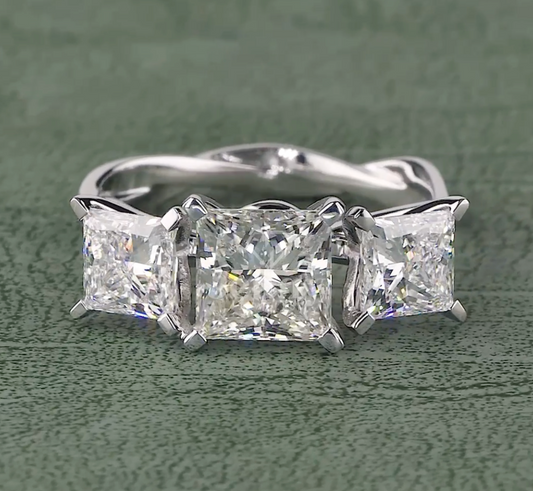 Imperial Trinity 4.20 Carat Princess Cut Diamond Ring F-VS1 (IGI Certified) | Jenny Jewells