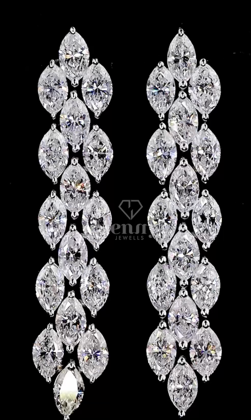 Royal Cascade 2.20 Carat Marquise Cut Diamond Drop Earrings E-F VVS (IGI Certified) | Jenny Jewells - JENNY JEWELLS