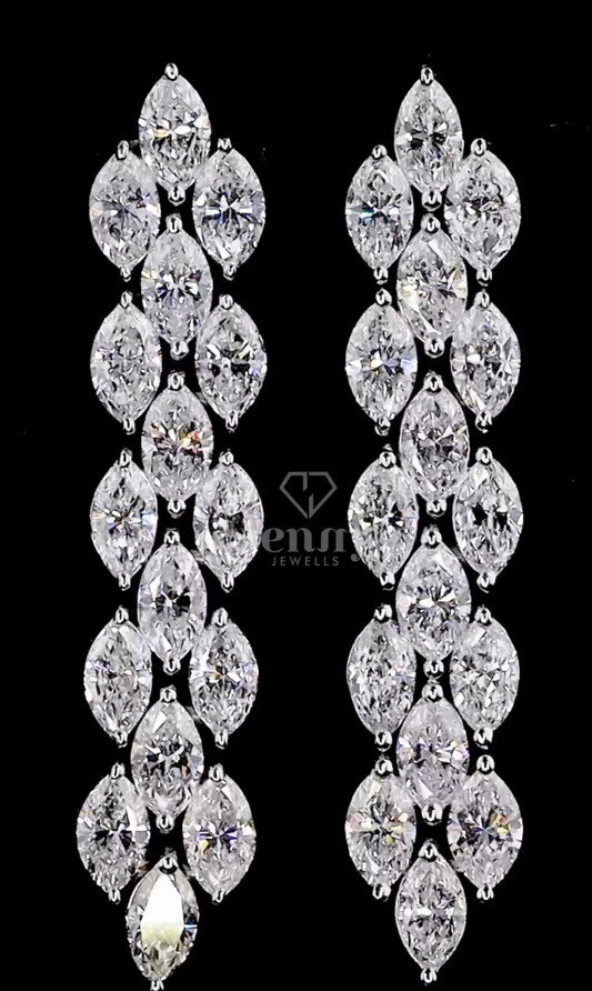 Royal Cascade 2.20 Carat Marquise Cut Diamond Drop Earrings E-F VVS (IGI Certified) | Jenny Jewells - JENNY JEWELLS