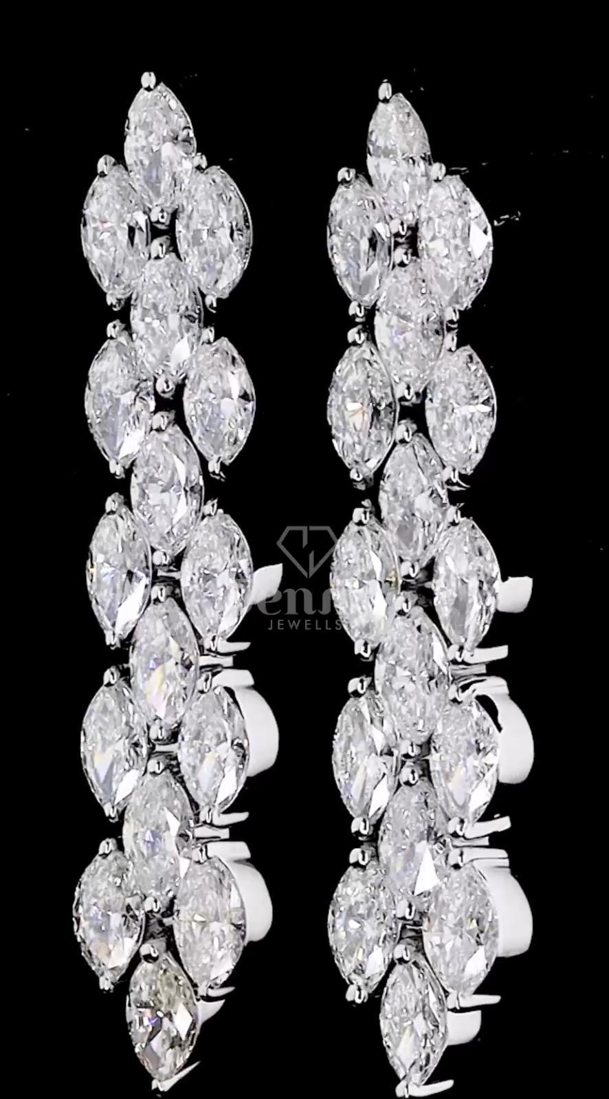 Royal Cascade 2.20 Carat Marquise Cut Diamond Drop Earrings E-F VVS (IGI Certified) | Jenny Jewells - JENNY JEWELLS