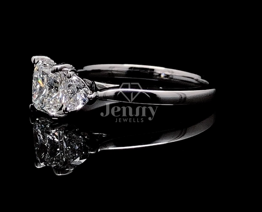 0.90 CT Radiant Cut Lab Grown Diamond Ring | 1.35 CT E VS Three-Stone Ring | IGI Certified | engagement ring for her