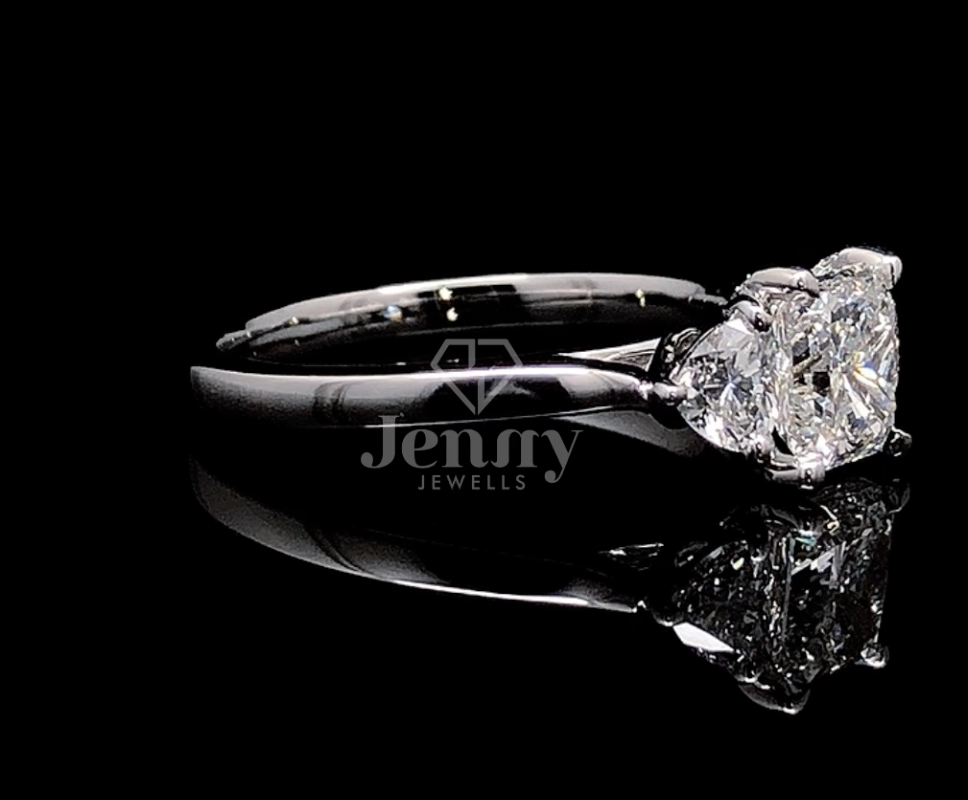 0.90 CT Radiant Cut Lab Grown Diamond Ring | 1.35 CT E VS Three-Stone Ring | IGI Certified | engagement ring for her