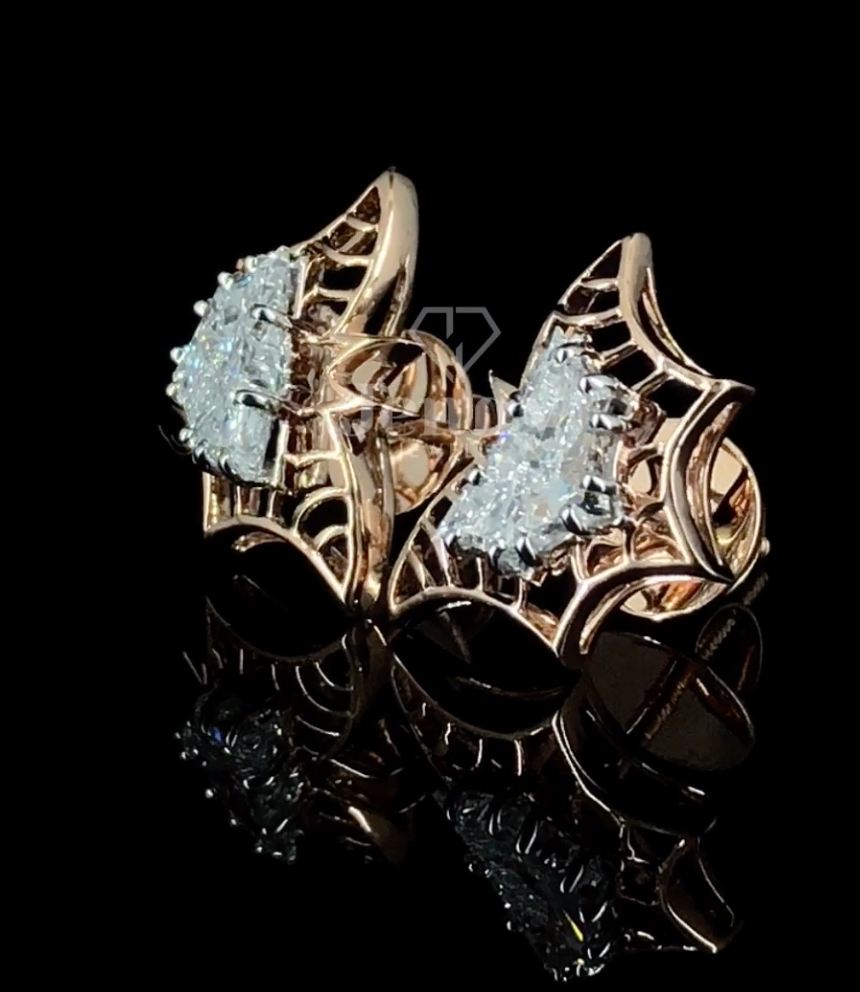 1.50 CT Butterfly Cut Lab Grown Diamond Earrings | E VVS IGI Certified Diamond Studs | Gift for her ,Birthday Gift
