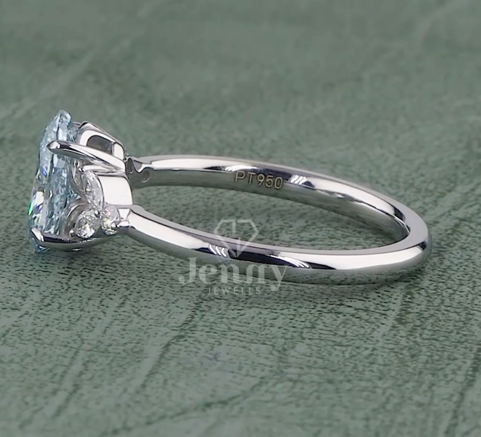 Azure Grace 1.31 Carat Fancy Vivid Blue Oval Diamond Ring VVS (IGI Certified) | Jenny Jewells - JENNY JEWELLS