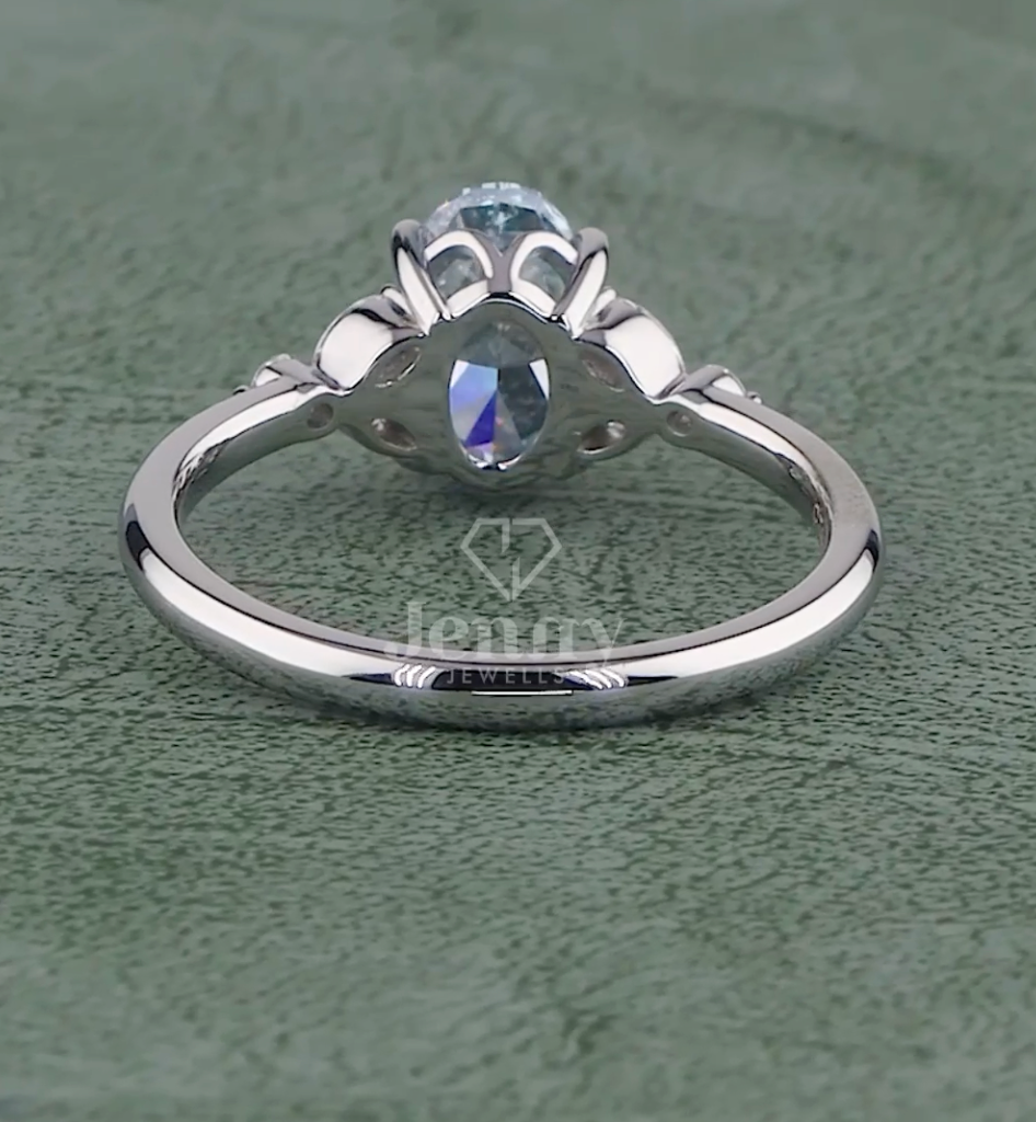 Azure Grace 1.31 Carat Fancy Vivid Blue Oval Diamond Ring VVS (IGI Certified) | Jenny Jewells - JENNY JEWELLS