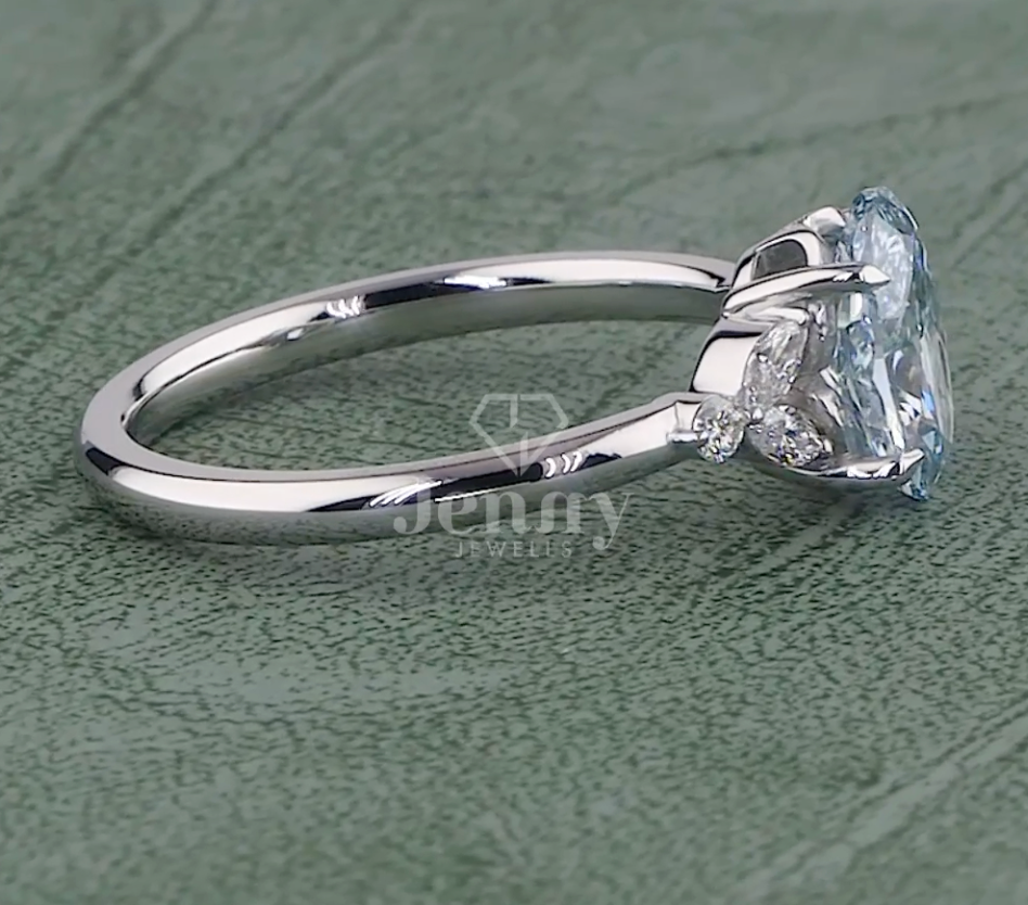 Azure Grace 1.31 Carat Fancy Vivid Blue Oval Diamond Ring VVS (IGI Certified) | Jenny Jewells - JENNY JEWELLS