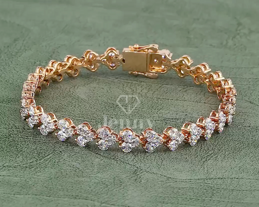 9.00 CT Round Lab-Grown Diamond Cluster Tennis Bracelet in 10K / 14K / 18K Gold or Platinum | EF-VVS Diamond Luxury Bracelet