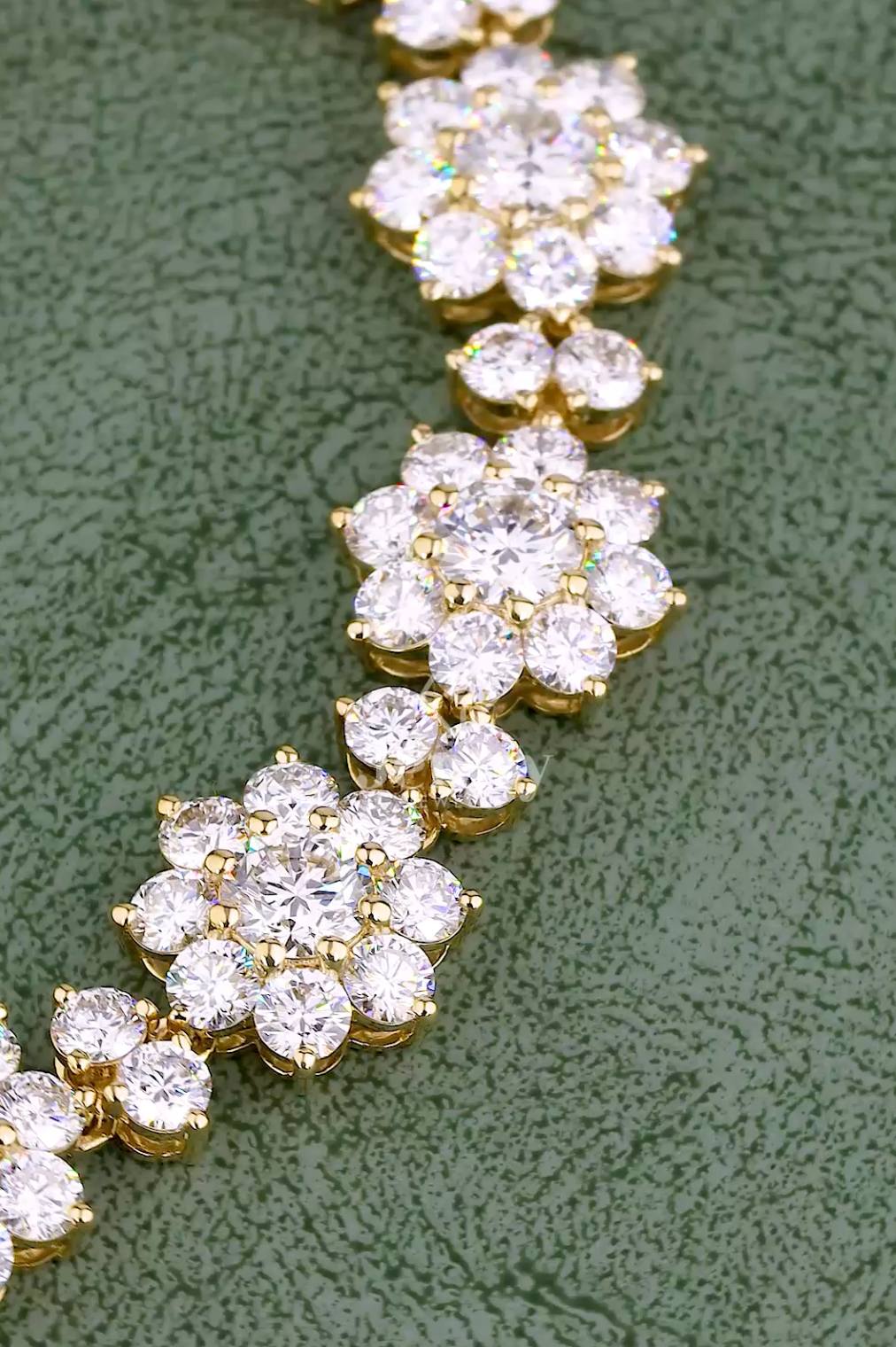 13.68 CT Round Lab-Grown Diamond Sunflower Cluster Bracelet in 10K / 14K / 18K Gold or Platinum | EF-VVS Luxury Diamond Bracelet - JENNY JEWELLS