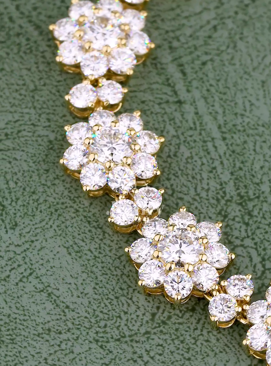 13.68 CT Round Lab-Grown Diamond Sunflower Cluster Bracelet in 10K / 14K / 18K Gold or Platinum | EF-VVS Luxury Diamond Bracelet - JENNY JEWELLS