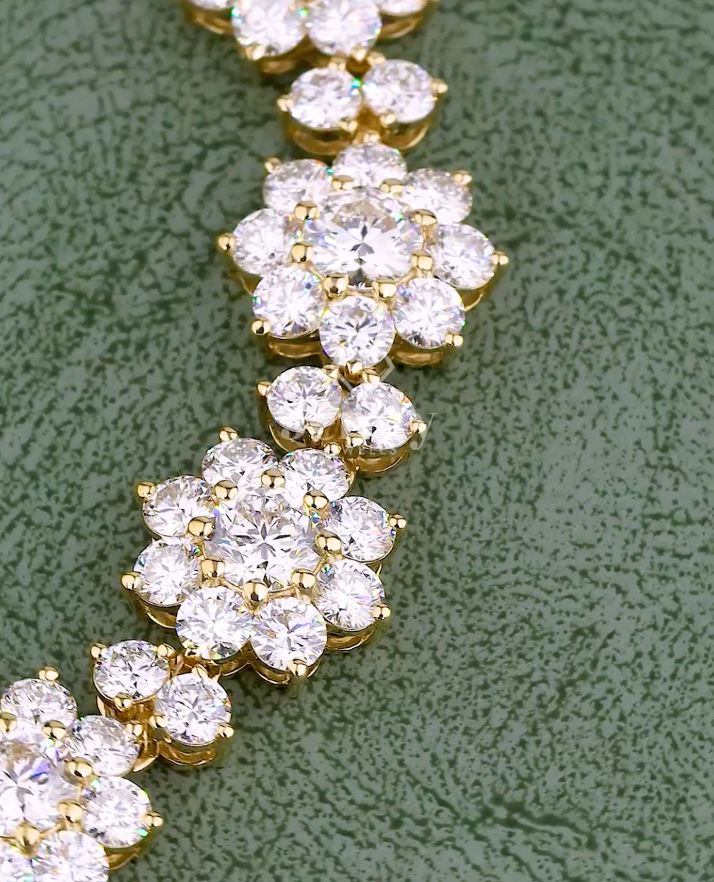 13.68 CT Round Lab-Grown Diamond Sunflower Cluster Bracelet in 10K / 14K / 18K Gold or Platinum | EF-VVS Luxury Diamond Bracelet - JENNY JEWELLS