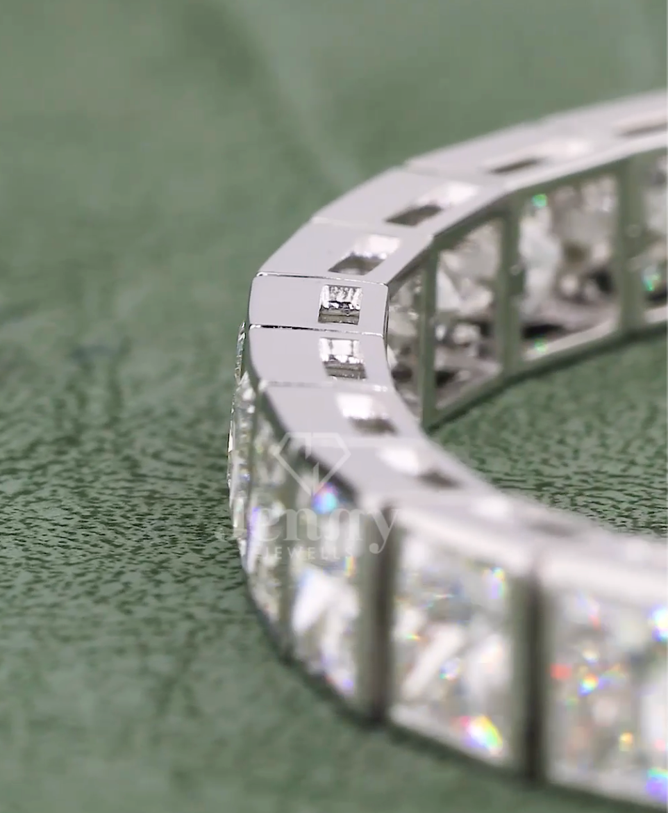 Princess Cut Lab Grown Diamond Tennis Bracelet | 20.00 CT EF-VVS Diamonds | Luxury Diamond Bracelet in Gold & Platinum