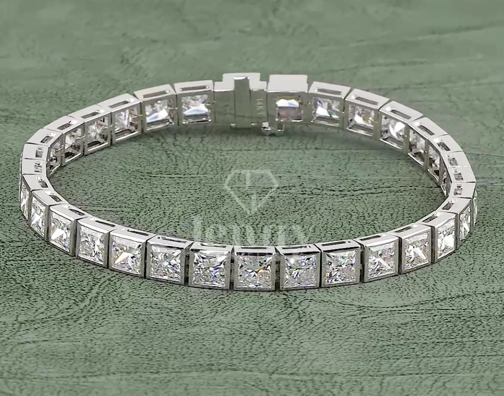 Princess Cut Lab Grown Diamond Tennis Bracelet | 20.00 CT EF-VVS Diamonds | Luxury Diamond Bracelet in Gold & Platinum