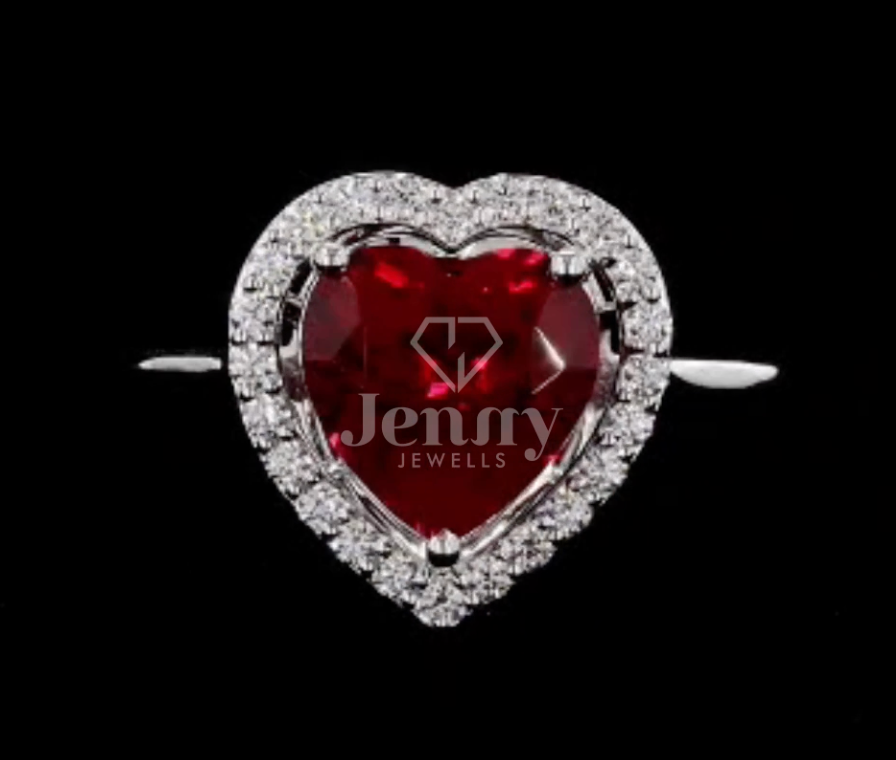 2.68 CT Heart Cut Pink Gemstone Ring | 2.98 CT E VV2 Halo Ring | Heart Cut Pink Gemstone Halo Ring