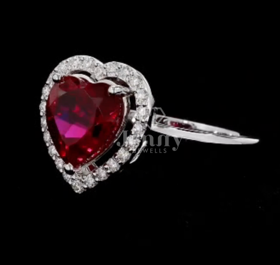 2.68 CT Heart Cut Pink Gemstone Ring | 2.98 CT E VV2 Halo Ring | Heart Cut Pink Gemstone Halo Ring