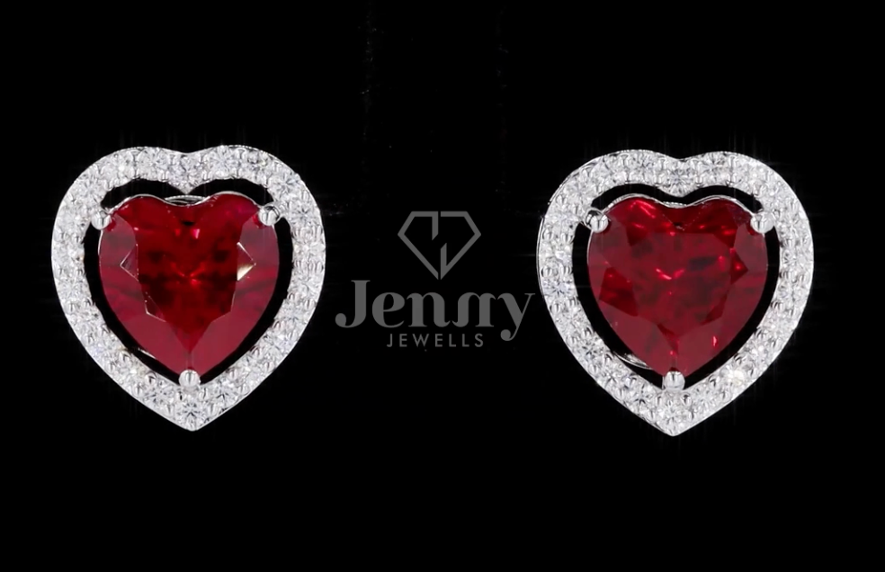 3.87 CT Heart Cut Pink Gemstone Earrings | 4.42 CT E VVS2 Diamond Halo Earrings | IGI Certified | Heart Cut Pink Gemstone Halo Diamond Earrings