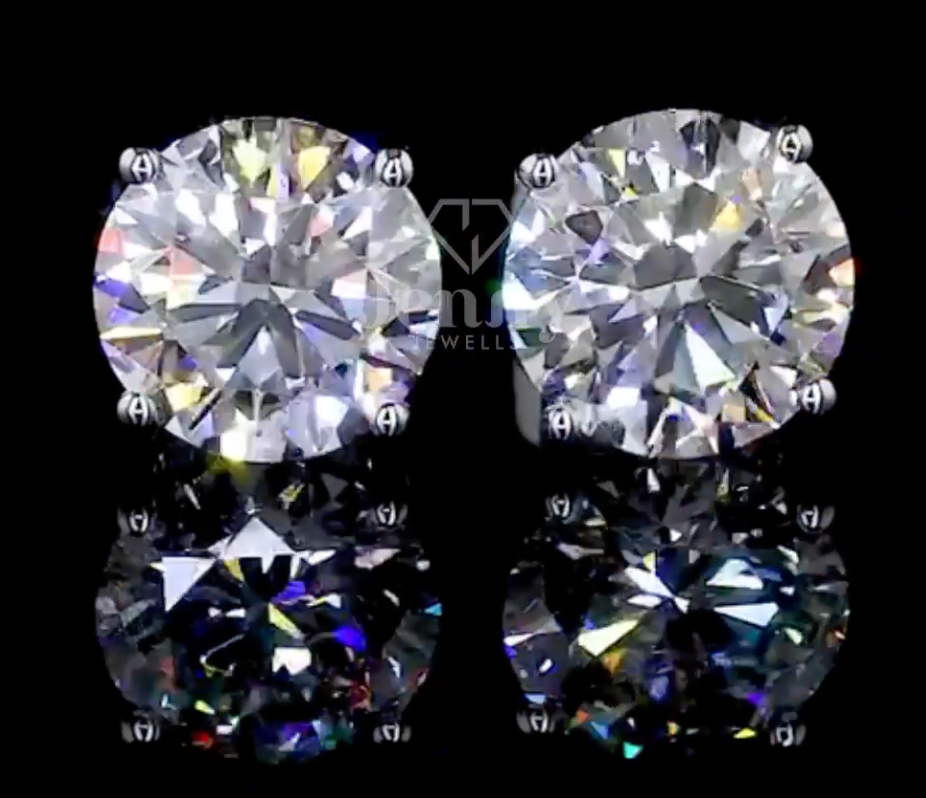 2.08 CT Round Cut Lab Grown Diamond Stud Earrings | E VVS2 | IGI Certified | Classic Round Cut Lab Grown Diamond Stud Earrings