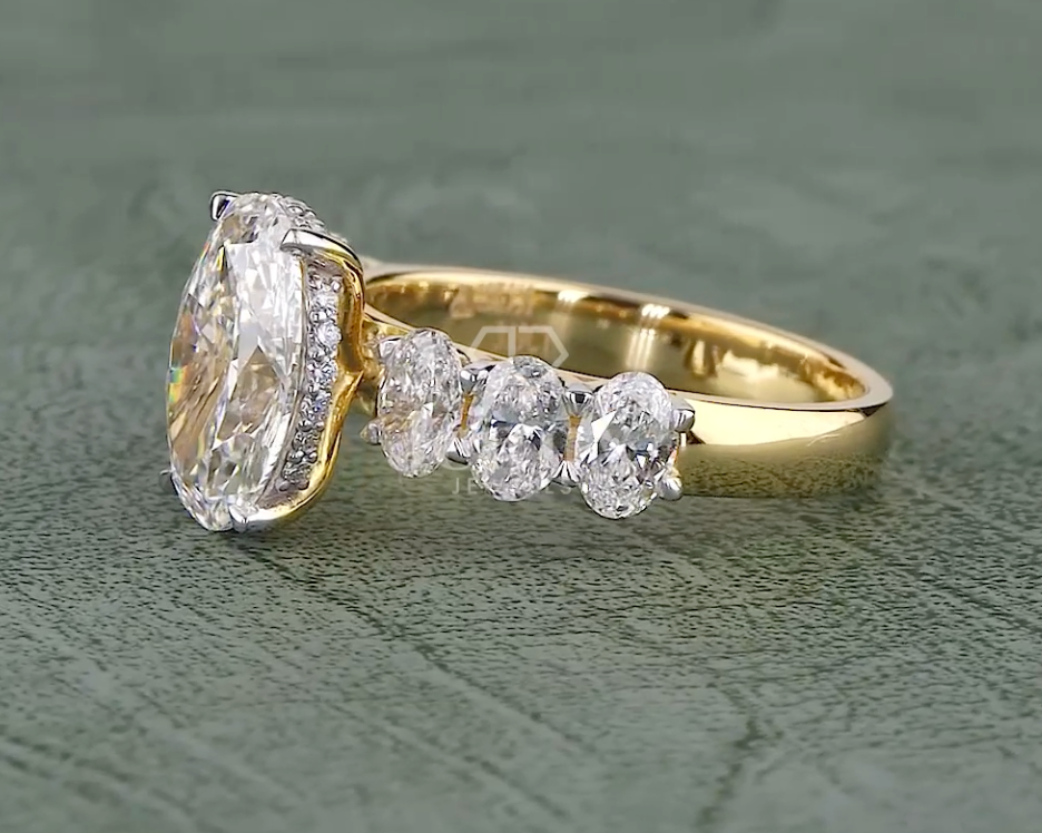 1.96 CT Oval Cut Lab Grown Diamond Engagement Ring | 2.85 CT E-F VVS IGI Certified | IGI certified Engagement Ring for her