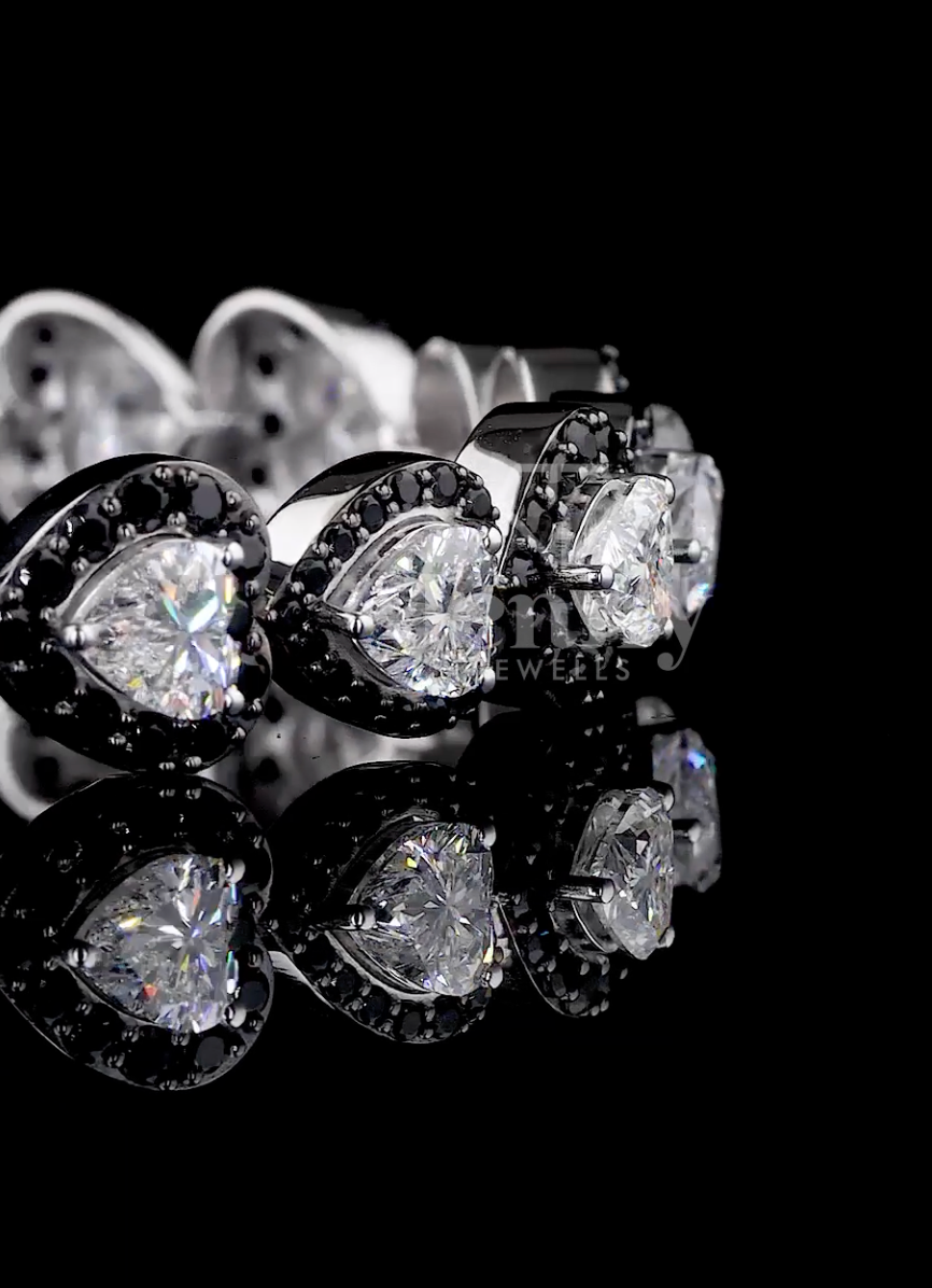 Heart Cut Lab Grown Diamond & Natural Black Diamond Bracelet | 12.18 Ct Luxury Diamond Bracelet