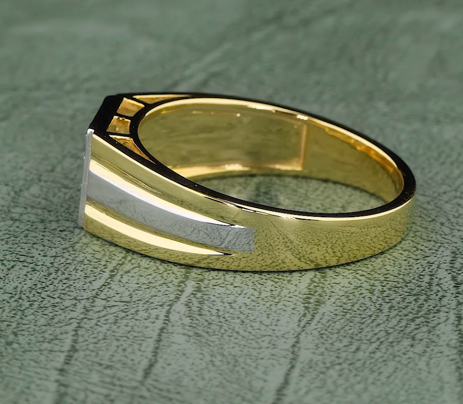 0.31 CT Round Cut Lab Grown Diamond Men's Ring | E-VVS2 Diamond Two-Tone Gold Ring | Jenny Jewells