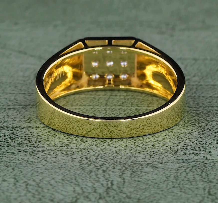 0.31 CT Round Cut Lab Grown Diamond Men's Ring | E-VVS2 Diamond Two-Tone Gold Ring | Jenny Jewells