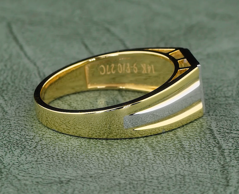 0.31 CT Round Cut Lab Grown Diamond Men's Ring | E-VVS2 Diamond Two-Tone Gold Ring | Jenny Jewells