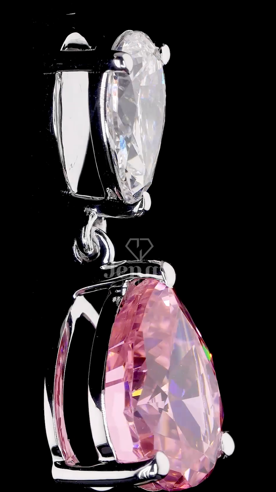 Pear-Cut Lab-Grown Diamond & Pink Pear Gemstone Drop Earrings | E VS1 | 9.21 CT