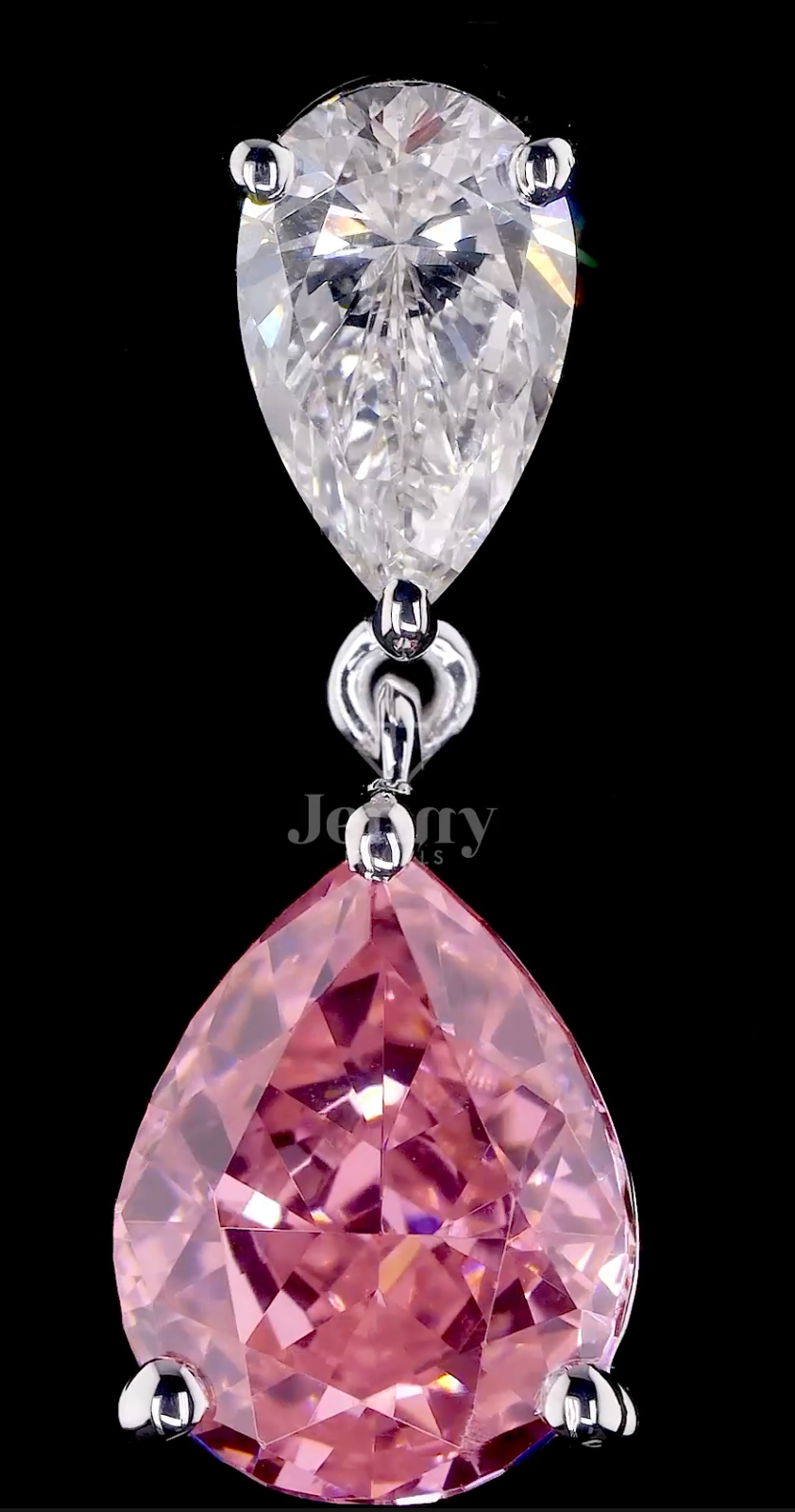 Pear-Cut Lab-Grown Diamond & Pink Pear Gemstone Drop Earrings | E VS1 | 9.21 CT