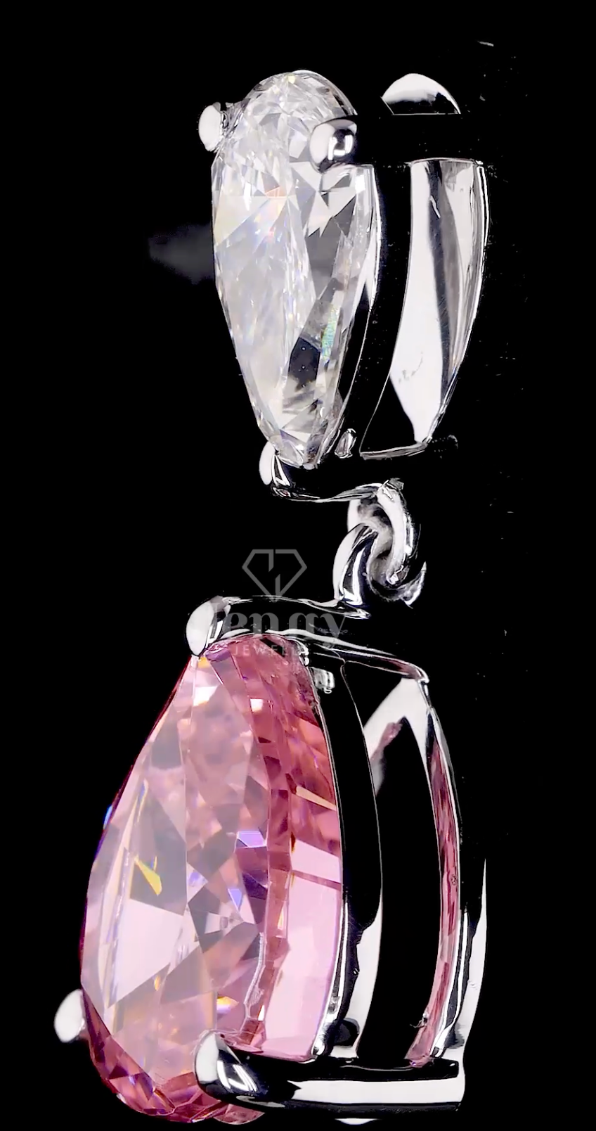 Pear-Cut Lab-Grown Diamond & Pink Pear Gemstone Drop Earrings | E VS1 | 9.21 CT