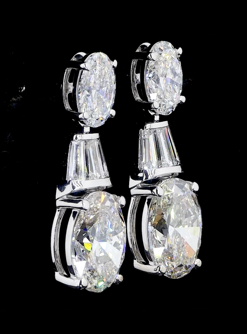 Oval Cut Lab Grown Diamond Drop Earrings | 9.00 CT E VS Diamond Luxury Earrings | IGI Certified Anniversary Gift For her