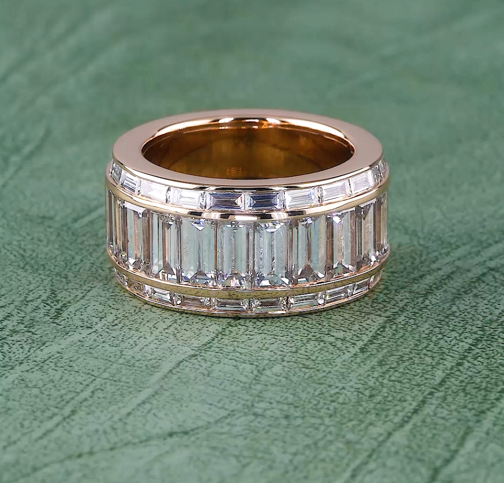 Baguette Cut Lab-Grown Diamond Statement Ring | 11.00 CT E VVS | Luxury Diamond Ring | Full Enternity Wedding Band