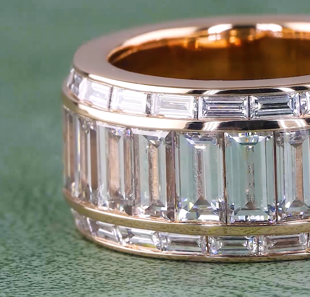 Baguette Cut Lab-Grown Diamond Statement Ring | 11.00 CT E VVS | Luxury Diamond Ring | Full Enternity Wedding Band